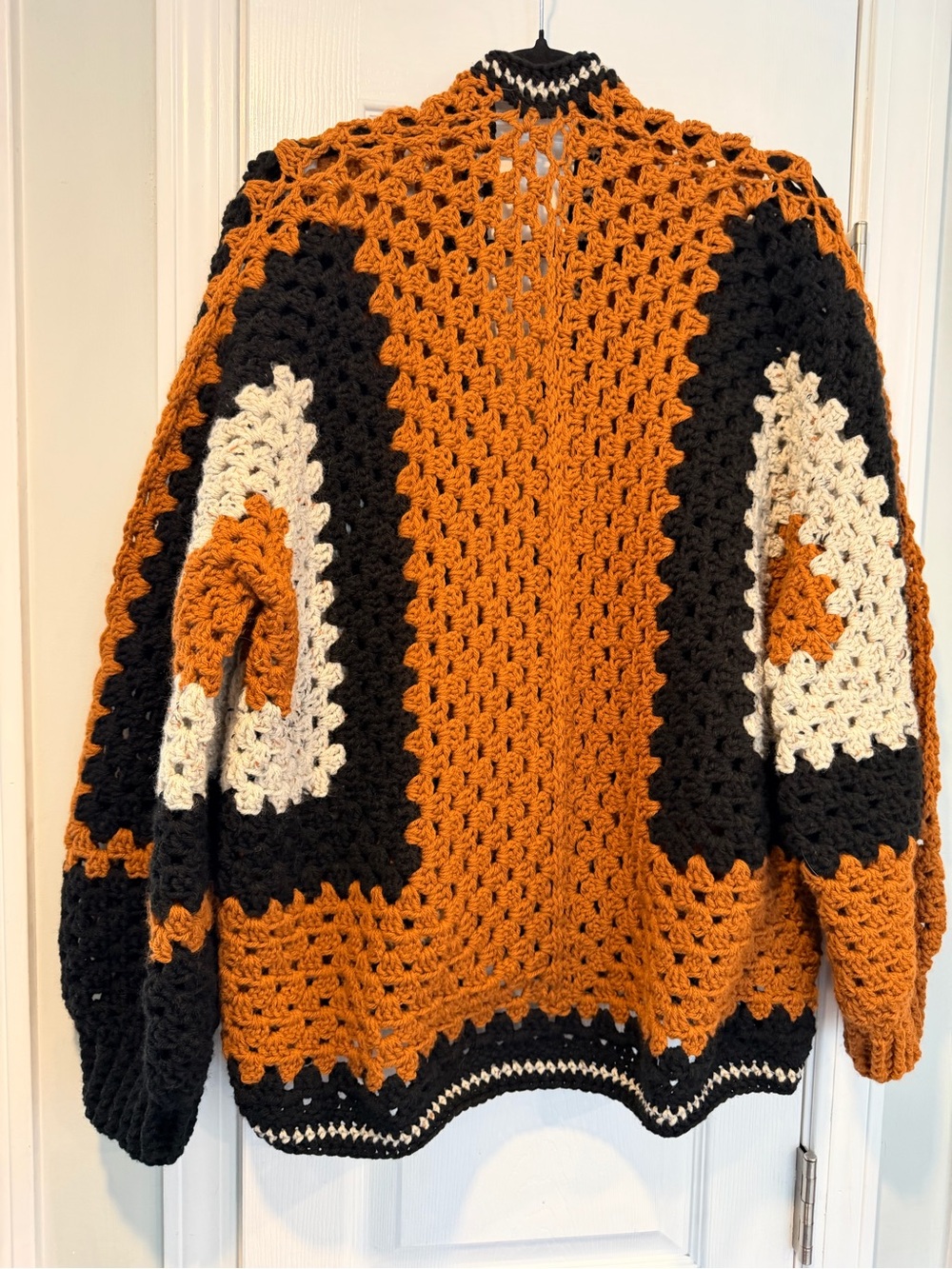 Handmade Crochet Granny Square One Size Cozy Cardigan Boho Chunky Knit Sweater - Picture 9 of 9